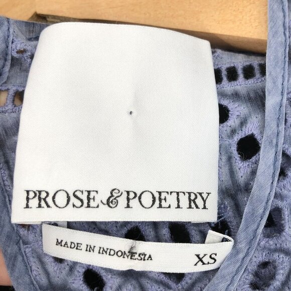 Prose & Poetry Women's Silk Blend Swimsuit Cover Up XS Blue Vacation Beach Pool - Picture 3 of 7